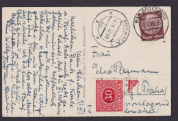 Deutsches Reich Tschechoslowakei EF 10Pfg Hindenburg + Portomarken 30 H Auf - Storia Postale