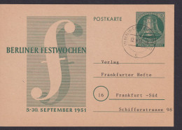 Briefmarken Berlin Ganzsache P 26 Glocke Charlottenburg N Frankfurt Kat 90,00 - Cartes Postales - Oblitérées
