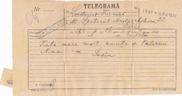 TELEGRAPH, TELEGRAMME SENT FROM CALARASI TO BUCHAREST HOSPITAL, 1941, ROMANIA - Télégraphes