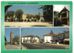 LANDES - SAINT-JUSTIN En 4 Vues - - Place Des Tilleuls - Eglise - Manoir - Place Du Chêne Rond - Cartes Elcé N° 291 - Altri & Non Classificati