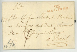 93 MALINES 1813 Pour Paris Lettre Deuil - 1794-1814 (French Period)
