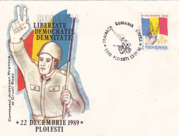 ROMANIAN 1989 REVOLUTION, SOLDIER, FLAG, SPECIAL COVER, 1990, ROMANIA - Cartas & Documentos