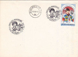 KING CONSTATNTIN BRANCOVEANUOF WALLACHIA, SPECIAL POSTMARKS AND STAMP ON COVER, 1989, ROMANIA - Brieven En Documenten