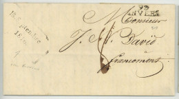 93 ANVERS Pour Francomont Verviers + 18 Septembre 1810 - 1794-1814 (Französische Besatzung)