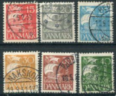 DENMARK 1927 Caravel With Solid Background Set Of 6 Used.  Michel 168-73 - Oblitérés