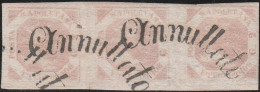 17 - Napoli - 1858 - 2 Gr. Rosa Chiaro Striscia Di 3 III Tavola N. 7b, Annullato Con Svolazzo Tipo 13. SPL - Neapel