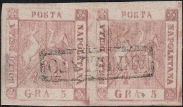 18 - Napoli - 1858 - 5 Gr. Rosa Lillaceo N. 8a I Tavola, In Coppia Verticale. Cat. € 1000,00. SPL - Neapel