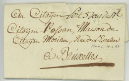 Mons 1797 + Port 5 Sous De Bt. Pour Bruxelles - 1794-1814 (Französische Besatzung)