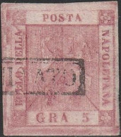 19 - Napoli - 1858 - 5 Gr. Rosa Carminio Rosa N. 9 II Tavola. Cat. € 350,00. SPL - Napels