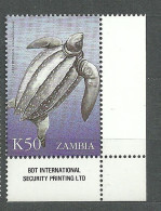 Zambia, 1999 (#1012b), Fauna, Leatherback Turtle, Schildkröten, Tartarughe, Tortue Marine, Reptiles, Reptilien, Rettile - Schildpadden