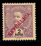 ! ! Portuguese India - 1914 D. Carlos Local Republica 2 Rp - Af. 280 - NGAI (ns167) - Portuguese India