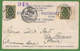 Ad0667 - FINLAND Russia - Postal History - Postcard From ALPPILA To ITALY  1901 - Cartas & Documentos