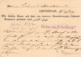 6 FEB  78   BK G 16  Amsterdam (haltestempel) En Trein AMSTERD:_EMM: N Strassburg M Part. Bijdruk Hofmann, Schöffer & Co - Postal Stationery