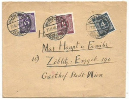 Germany Allied Occ. Regular Numbers Pf.15 Brown/lilac + Pf.6+pf.4 Cover Wuppertal 27dec1946 X Wien - Covers & Documents