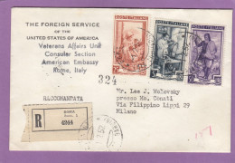 LETTRE RECOMMANDEE DE L'AMBASSADE US A ROME POUR MILAN,1952. - 1946-60: Poststempel