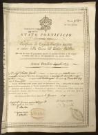 Stato Pontificio Certificato Fruttifero Consolidato Romano Costituzione: Deliberazione 19 Agosto 1822 Mf.008 Bis - Bank En Verzekering