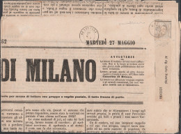 41 - Sardegna - Giornale “Gazzetta Di Milano”, Affrancato Con 2 C. Grigio N. 20. SPL - Sardinië