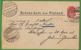 Ad0671 - FINLAND Russia - Postal History - STATIONERY: Return Card Mi# RS10 1901 - Postwaardestukken