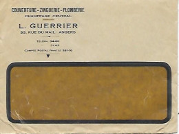 Lettre Publicité L. Guerrier 33 Rue Du Mail Angers 49 - Couverture Zinguerie Plomberie - Publicités
