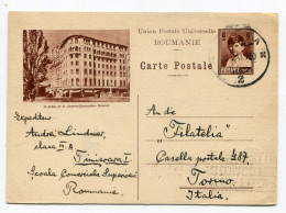 CARTE ENTIER POSTAL ILLUSTRÉ - Roi Michel 6 Lei , Le Palais De La " Jeunesse Roumanie " Bucarest - Entiers Postaux