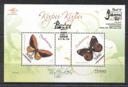 Indonesia 2007- Butterflies M/Sheet Overprinted "Jakarta 2008" - Indonesia