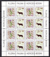 Bosnia: HP Mostar 1994  Flora And Fauna Mi.No.14-15 Sheet (10x2)) MNH - Bosnia And Herzegovina