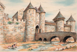 11-Carcassonne-L'Entrée Du Château - éditeur : M. Barré & J. Dayez - Illustrateur : G.A. Dumarais - 1950-1951 - Carcassonne