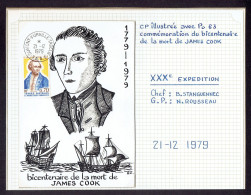 30e Expédition - CP Illustrée Bicentenaire De La Mort De JAMES COOK - Briefe U. Dokumente
