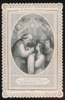 IMAGE PIEUSE RELIGIEUSE CANIVET DENTELLE =   SOUVENIR DE PREMIERE COMMUNION  A ZELE 1884  EDMOND MERCIER     2 SCANS - Communion