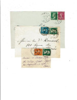 3 Devants De Lettres Avec Affranchissements Mixtes YT 170/172/174 (Pasteur) & 158/190/192 (Semeuse)   -  1437 - 1922-26 Pasteur