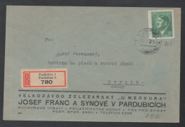 BÖHMEN MÄHREN - PARDUBITZ - PARDUBICE / 3-3-1945 HITLER 4.20 K - Mi #142 EF AUF R-BRIEF ==> SVRATKA(ref 7194) - Covers & Documents