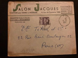 LETTRE SALON JACQUES PARFUMERIE BIJOUTERIE COIFFEUR à TAZA TP 15F OBL.16-11 1953 - Lettres & Documents