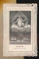 IMAGE PIEUSE RELIGIEUSE CANIVET DENTELLE =   EERSTE H.MIS TE GENT KERSTDAG 1883 JOZEF BAL     2 SCANS - Images Religieuses