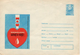 ROMANIA 174y1974: CHARITABLE BLOOD DONATION, Unused Prepaid Postal Stationery Cover - Registered Shipping! - Ganzsachen