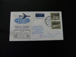 Lettre Premier Vol First Polar Flight Cover Berlin Fairbanks Via Hamburg Over The Pole Lufthansa 1964 - Polare Flüge