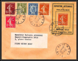 73115 Porte Timbres Exposition Artisanale Mouy Oise 1934 Semeuse 235 Le Meux 1985 Lettre Cover France  - 1903-60 Semeuse Lignée