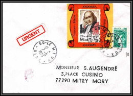 73258 Porte Timbres N°1990A Claude Bernard Ecrivain Writer Andorre Andorra Philandorre Le Meux Oise 1979 Lettre France  - 1961-....