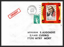 73205 Porte Timbres N°1990A Claude Bernard Andorre Andorra Philandorre Chevrières Oise 1978 Lettre France  - 1961-....