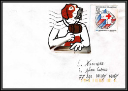 72833 Vignette Chien Dog St Bernard 1991 Croix Rouge Red Cross Lettre Cover France - 1961-....
