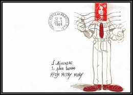 72727 Porte Timbres Paris Vanves 1991 Marianne Du Bicentenaire Lettre Cover France - 1989-1996 Marianne Du Bicentenaire