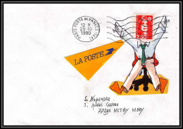 72656 Porte Timbres Bureaucrate Poste 1990 Paris Vanves Marianne Du Bicentenaire Lettre Cover France - 1989-1996 Marianne (Zweihunderjahrfeier)