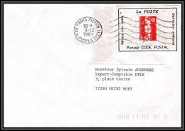 72578 Porte Timbres Pensez Code Postal Paris Picpus 1991 Marianne Du Bicentenaire Lettre Cover France - 1989-1996 Marianne (Zweihunderjahrfeier)