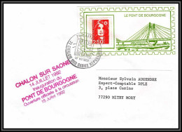 72564 Porte Timbres Le Pont De Bourgogne 1992 Marianne Du Bicentenaire Lettre Cover France - 1989-1996 Marianne (Zweihunderjahrfeier)