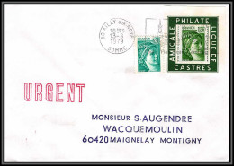 72053 Porte Timbres Ailly Sur Noyé Somme 1979 Amicale Philatelique De Castres Tarn Sabine 1973 Lettre Cover France - 1977-1981 Sabine Of Gandon