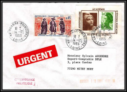 71973 Porte Timbres Academie D'etudes Postales Roanne Loire 1983 Liberté Gandon Lettre Cover France - 1982-1990 Vrijheid Van Gandon