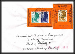 71847 Porte Timbres Reims Marne 1985 Liberté Pensez Code Postal Lettre Cover France - 1982-1990 Vrijheid Van Gandon