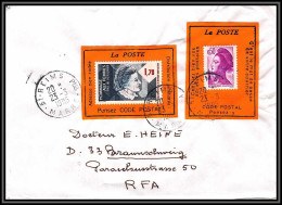 71839 Porte Timbres Reims Marne 1985 Pauline Kergomard Liberté Pensez Code Postal Lettre Cover France - 1982-1990 Liberté (Gandon)