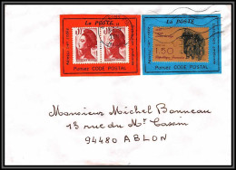 71809 Porte Timbres Reims Marne 1985 Liberté Vaccin Contre La Rage Pensez Code Postal Lettre Cover France - 1982-1990 Liberté De Gandon