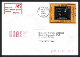 71818 Porte Timbres Breteuil Oise Cinema 1988 Pensez Code Postal Lettre Cover France - 1961-....