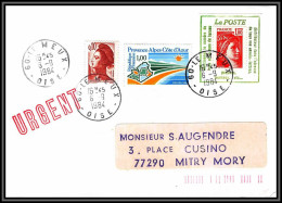 71785 Porte Timbres Le Meux Oise La Poste Mentionnez Code Postal 1984 Lettre Cover France - 1977-1981 Sabine De Gandon